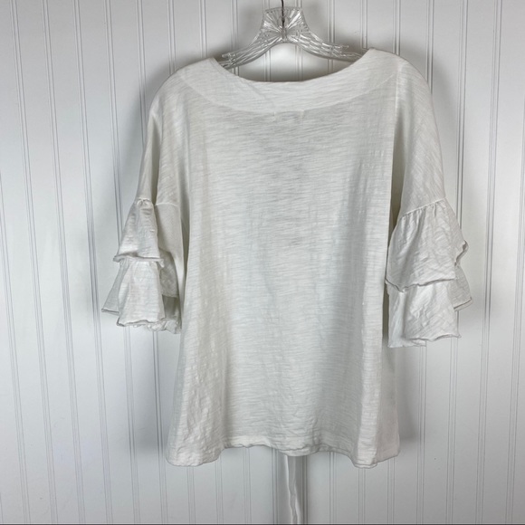 UMGEE Brass Eyelet Ruffle Sleeve White Top - Picture 5 of 8